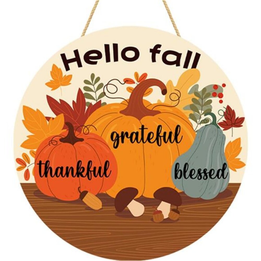 Fall Decorations for Home - Welcome Sign for Front Door,Rustic Round Wood